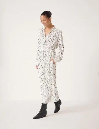 Hush Rosey Polka Dot Midi Shirt Dress In White