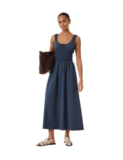 Hush Scoop Neck Gathered Strap Maxi Dress In Blue