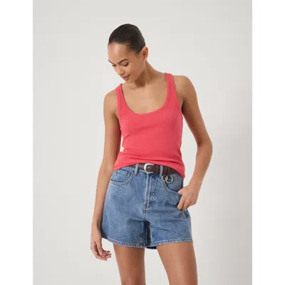 Hush Scoop Neck Ribbed Vest In Pink