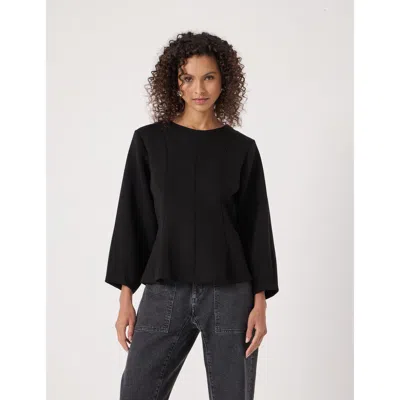 Hush Seam Detail Smart Jersey Top In Black
