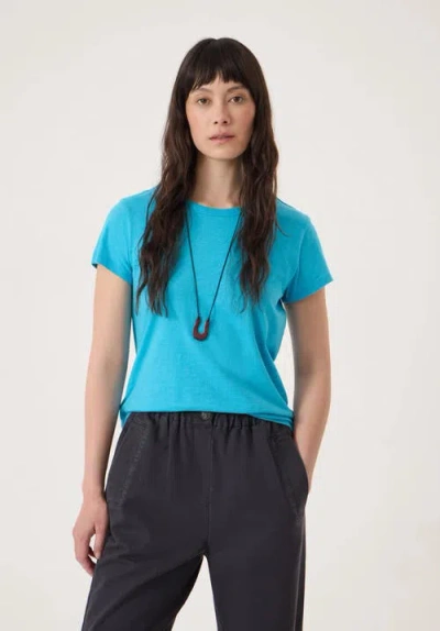 Hush Slim Fit Slub Cotton Crew T-shirt In Blue
