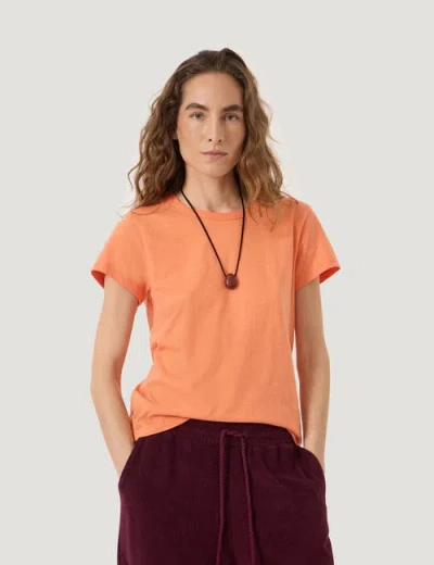 Hush Slim Fit Slub Cotton Crew T-shirt In Orange