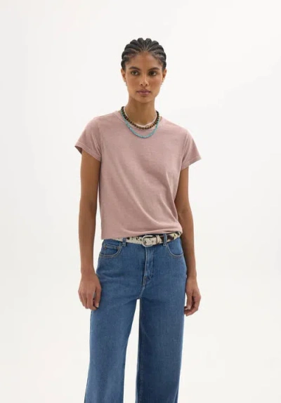 Hush Slim Fit Slub Cotton Crew T-shirt In Purple