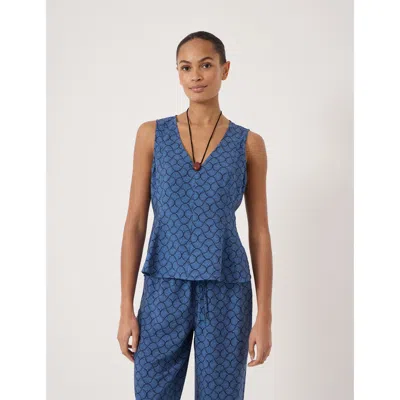 Hush Sybil V-neck Air Flow Godet Top In Blue