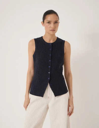 Hush Textured Sleeveless Button Through Top In Black