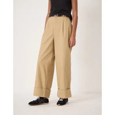 Hush Tori Turn Up Wide Leg Pants In Neutral