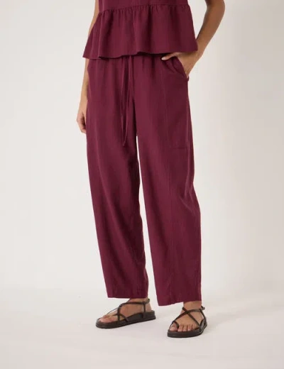 Hush Tovi Linen Blend Barrel Leg Pants In Burgundy