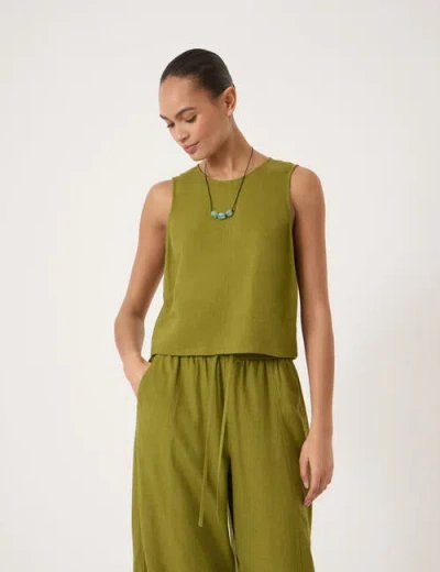 Hush Vera Linen Blend Shell Top In Green