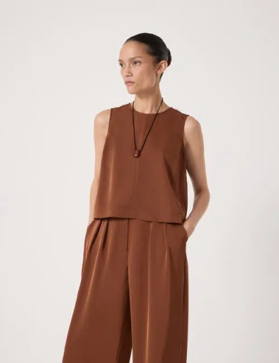 Hush Vera Satin Shell Top In Brown