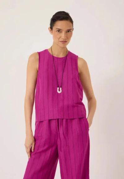 Hush Vera Stripe Linen Blend Shell Top In Pink