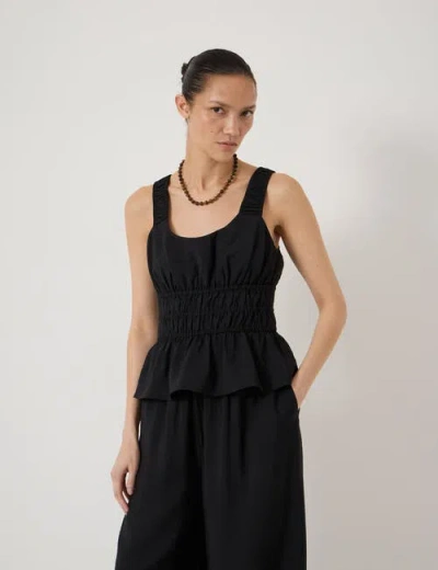 Hush Waist Gathered Sleeveless Top In Black