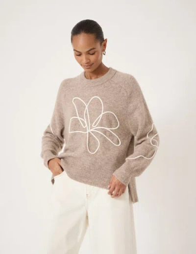 Hush Wool Blend Flower Motif Jumper In Brown