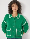 Hush Wool Blend Whipstitch Trim Shirt Jacket In Green