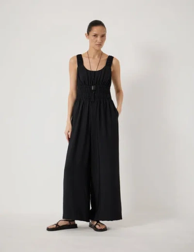 Hush Wrenna Gathered Straps Airflow Jumpsuit In Blue