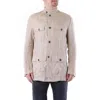 Husky Beige Linen Men's Coat In Beige