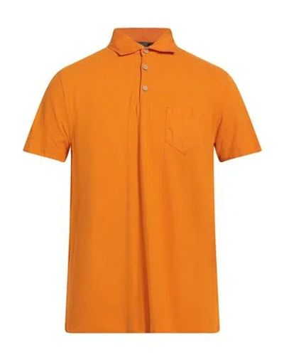 Husky Man Polo Shirt Mandarin Size 40 Cotton, Lycra In Orange