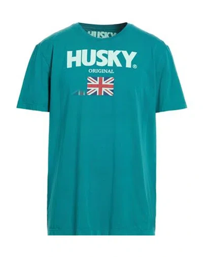 Husky Man T-shirt Emerald Green Size 48 Cotton In Blue