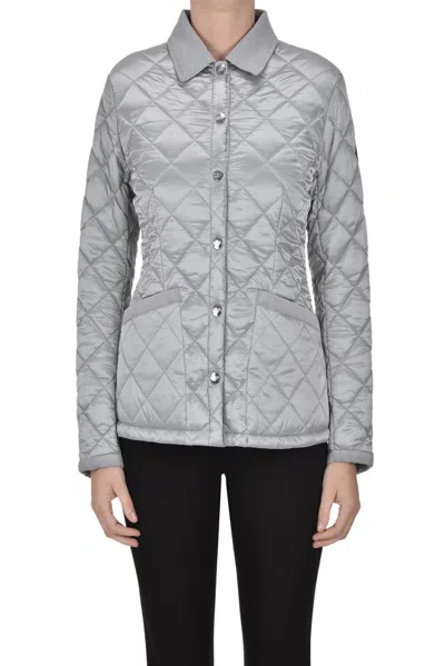 Husky Quilted Shirt Jacket In Silver