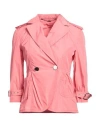 Husky Woman Blazer Coral Size 6 Polyester In Red