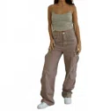 Hustle N Holla Kendra Cargo Pants In Sand Stone In Brown
