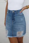 Hustle N Holla Nevaeh Denim Skirt In Mid Blue