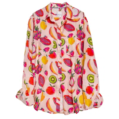 Hut Noosa Women's Fruit Bowl Fling Boyfriend Linen Shirt