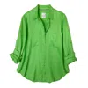 Hut Noosa Women's Green Boyfriend Oversized Linen Shirt