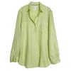 Hut Noosa Women's Green Shadow Lime Boyfriend Linen Shirt In Green