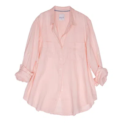Hut Noosa Women's Marshmallow Pink Boyfriend Linen Oversized Shirt