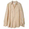 Hut Noosa Women's Neutrals Honeycomb Stripe Boyfriend Linen Shirt