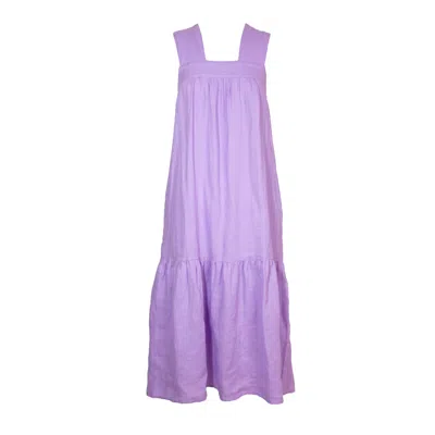 Hut Noosa Women's Pink / Purple Lavender Wide Strap Linen Dress In Multi