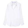 Hut Noosa Women's White Hidden Placket Boyfriend Linen Shirt In White