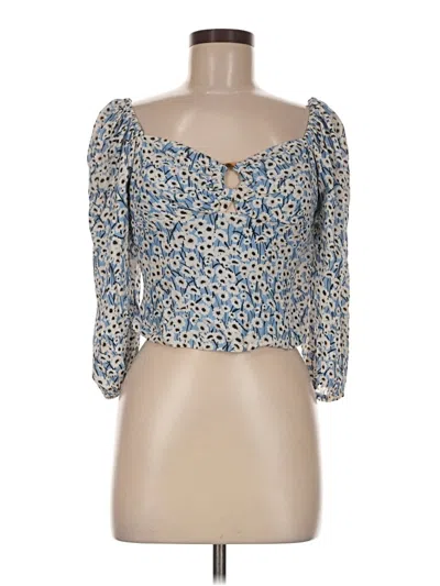 Pre-owned Hutch 3/4 Sleeve Blouse In Blue