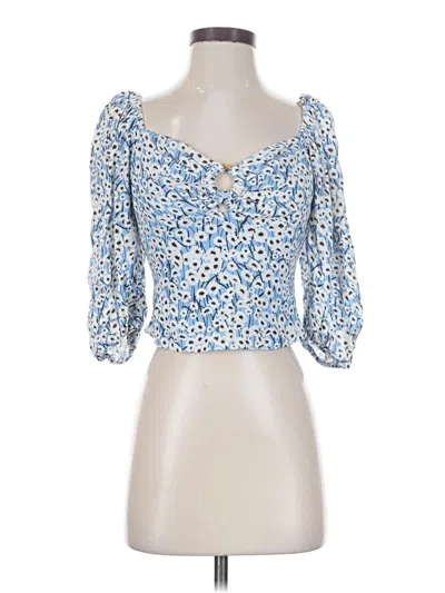 Pre-owned Hutch 3/4 Sleeve Blouse In Blue