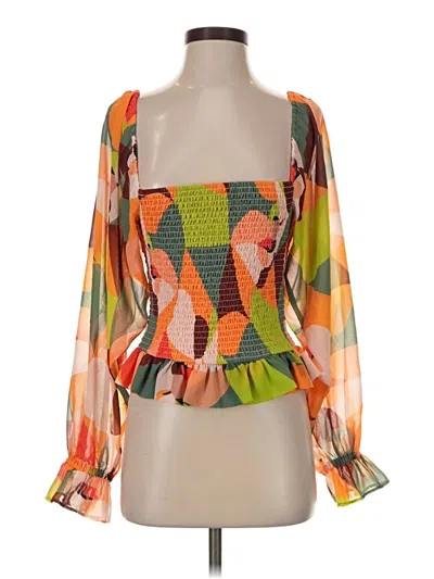 Pre-owned Hutch 3/4 Sleeve Blouse In Orange