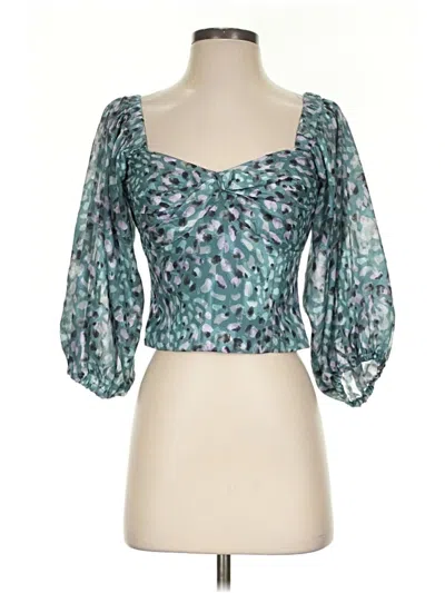 Pre-owned Hutch 3/4 Sleeve Blouse In Teal