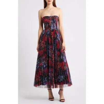 Hutch Alba Pleated Underwire Strapless Cocktail Dress In Multi