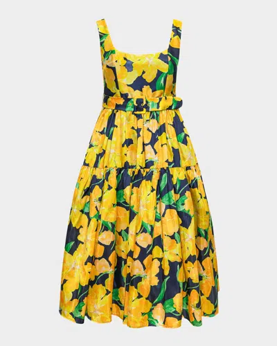 Hutch Alice Belted Floral-print Midi Dress In Multicolored