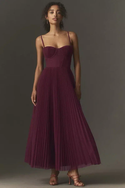 Hutch Amara Adjustable Corset Tulle Fit-and-flare Midi Dress In Multi