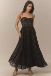 Hutch Amara Corset Pleated Lace Fit & Flare Midi Dress In Black