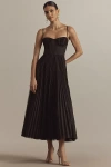 Hutch Corset Pleated Maxi Dress In Brown