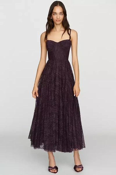 Hutch Amara Fit & Flare Pleated Midi Dress In Brown