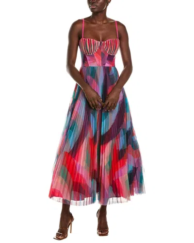 Hutch Amara Sweetheart Pleated Midi Dress In Red | ModeSens