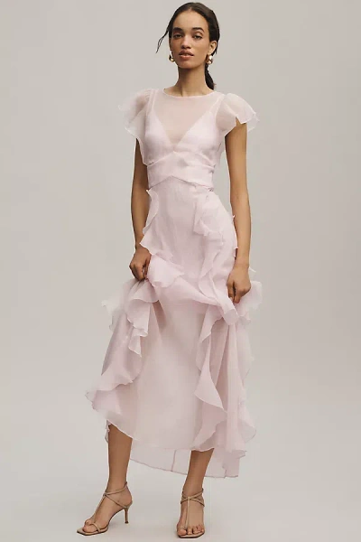 Hutch Amity Organza Ruffle Maxi Dress In Pink