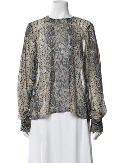 Pre-owned Hutch Animal Print Crew Neck Top In Multi