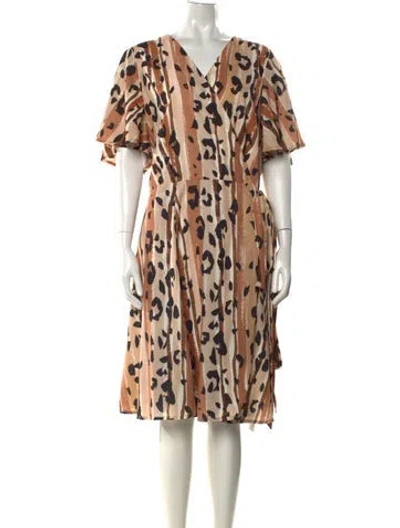 Pre-owned Hutch Animal Print Knee-length Dress In Brown