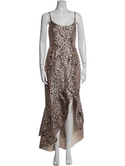 Pre-owned Hutch Animal Print Long Dress W/ Tags In Brown
