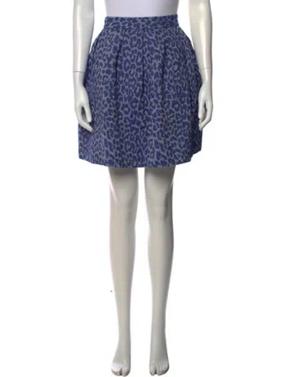 Pre-owned Hutch Animal Print Mini Skirt In Blue
