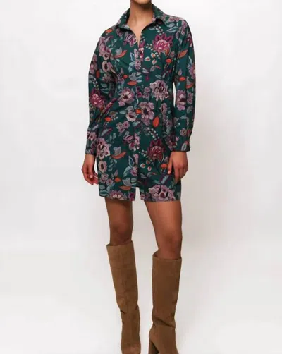 Hutch Anja Mini Dress In Teal Japonisme Floral In Multi