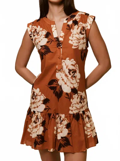 Hutch Anni Mini Dress In Copper Dry Brush Floral In Brown